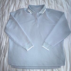 Lululemon Baby Blue Oversized Polo Sweatshirt/Long Sleeve (Cotton Pique Fabric)